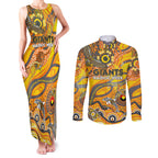 Custom NAIDOC Week 2024 Giants Couples Matching Tank Maxi Dress and Long Sleeve Button Shirt Aboriginal Animals Keep The Fire Burning