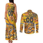 Custom NAIDOC Week 2024 Giants Couples Matching Tank Maxi Dress and Long Sleeve Button Shirt Aboriginal Animals Keep The Fire Burning