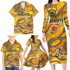 Custom NAIDOC Week 2024 Giants Family Matching Long Sleeve Bodycon Dress and Hawaiian Shirt Aboriginal Animals Keep The Fire Burning