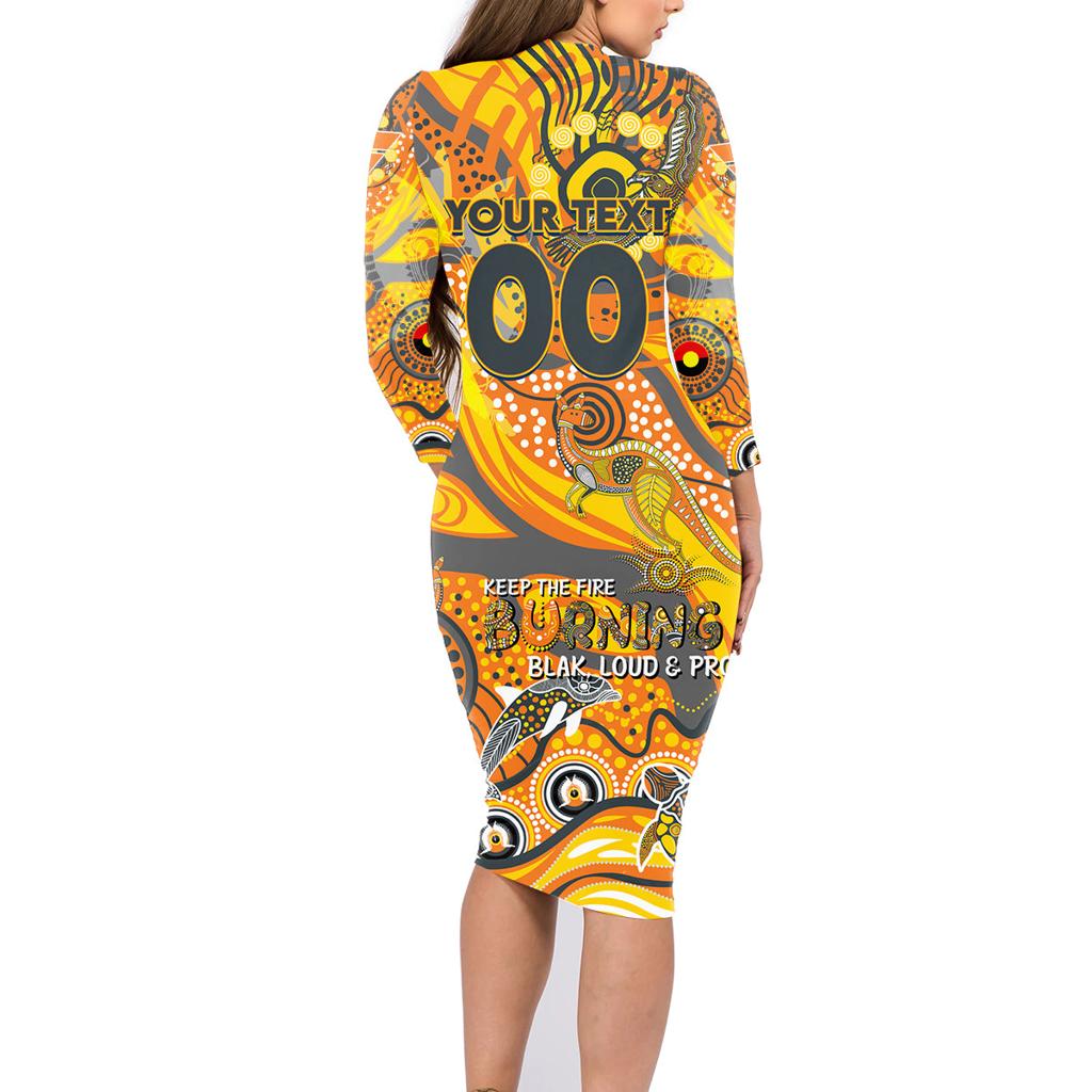 Custom NAIDOC Week 2024 Giants Family Matching Long Sleeve Bodycon Dress and Hawaiian Shirt Aboriginal Animals Keep The Fire Burning