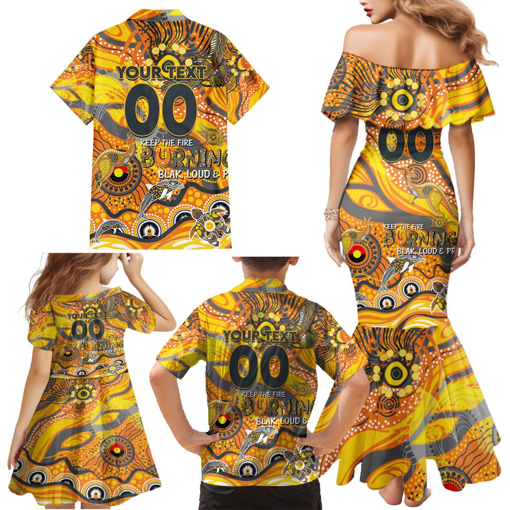 Custom NAIDOC Week 2024 Giants Family Matching Mermaid Dress and Hawaiian Shirt Aboriginal Animals Keep The Fire Burning