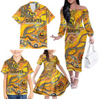 Custom NAIDOC Week 2024 Giants Family Matching Off The Shoulder Long Sleeve Dress and Hawaiian Shirt Aboriginal Animals Keep The Fire Burning
