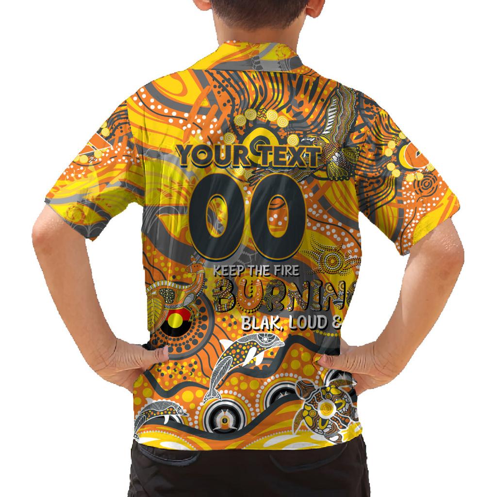 Custom NAIDOC Week 2024 Giants Family Matching Off The Shoulder Long Sleeve Dress and Hawaiian Shirt Aboriginal Animals Keep The Fire Burning