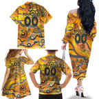 Custom NAIDOC Week 2024 Giants Family Matching Off The Shoulder Long Sleeve Dress and Hawaiian Shirt Aboriginal Animals Keep The Fire Burning