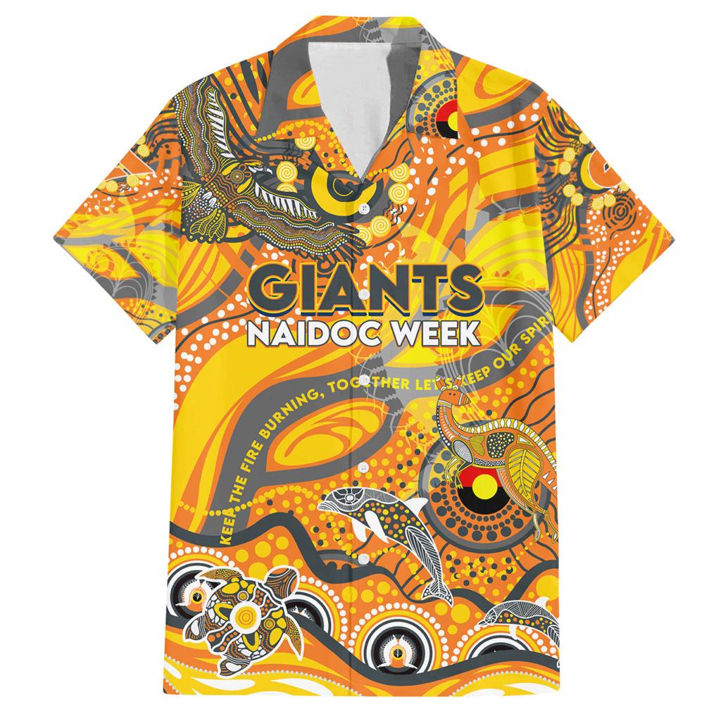 Custom NAIDOC Week 2024 Giants Family Matching Off The Shoulder Long Sleeve Dress and Hawaiian Shirt Aboriginal Animals Keep The Fire Burning