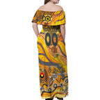 Custom NAIDOC Week 2024 Giants Family Matching Off Shoulder Maxi Dress and Hawaiian Shirt Aboriginal Animals Keep The Fire Burning