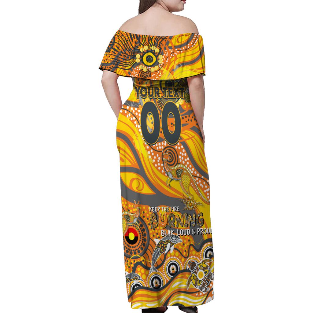 Custom NAIDOC Week 2024 Giants Family Matching Off Shoulder Maxi Dress and Hawaiian Shirt Aboriginal Animals Keep The Fire Burning