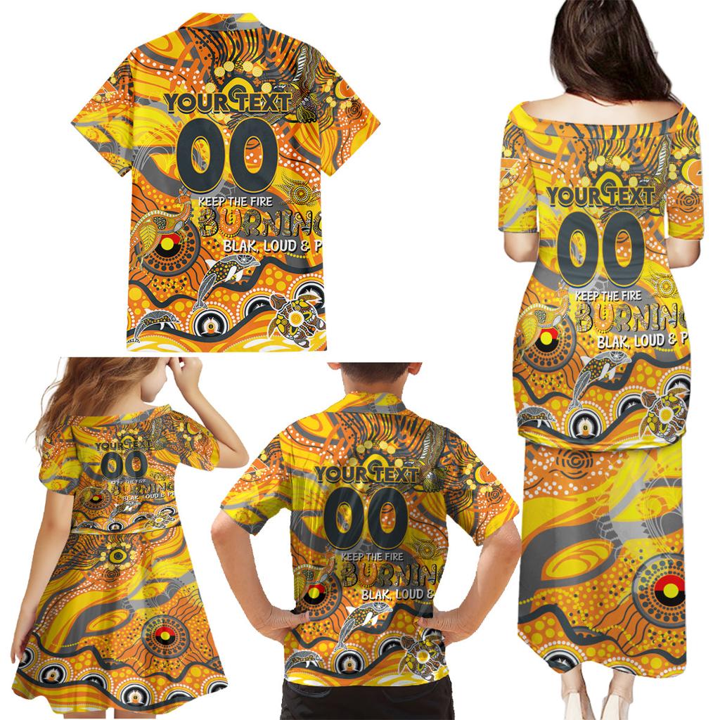 Custom NAIDOC Week 2024 Giants Family Matching Puletasi and Hawaiian Shirt Aboriginal Animals Keep The Fire Burning