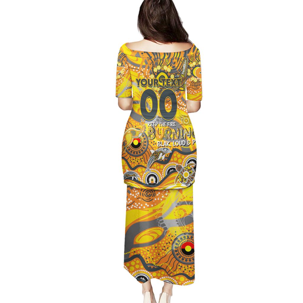 Custom NAIDOC Week 2024 Giants Family Matching Puletasi and Hawaiian Shirt Aboriginal Animals Keep The Fire Burning