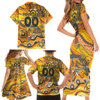Custom NAIDOC Week 2024 Giants Family Matching Short Sleeve Bodycon Dress and Hawaiian Shirt Aboriginal Animals Keep The Fire Burning
