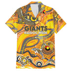 Custom NAIDOC Week 2024 Giants Family Matching Short Sleeve Bodycon Dress and Hawaiian Shirt Aboriginal Animals Keep The Fire Burning