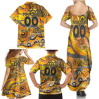 Custom NAIDOC Week 2024 Giants Family Matching Summer Maxi Dress and Hawaiian Shirt Aboriginal Animals Keep The Fire Burning