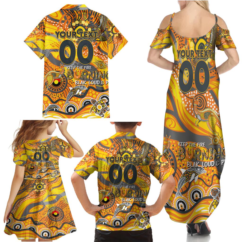 Custom NAIDOC Week 2024 Giants Family Matching Summer Maxi Dress and Hawaiian Shirt Aboriginal Animals Keep The Fire Burning