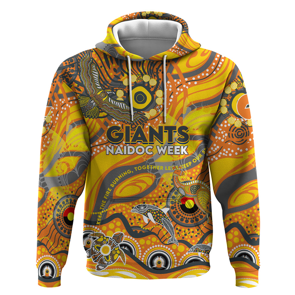 Custom NAIDOC Week 2024 Giants Hoodie Aboriginal Animals Keep The Fire Burning