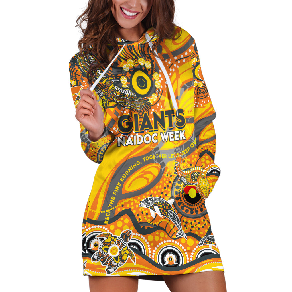 Custom NAIDOC Week 2024 Giants Hoodie Dress Aboriginal Animals Keep The Fire Burning
