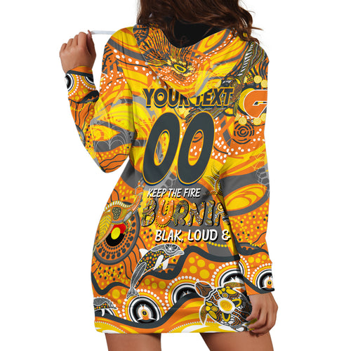 Custom NAIDOC Week 2024 Giants Hoodie Dress Aboriginal Animals Keep The Fire Burning