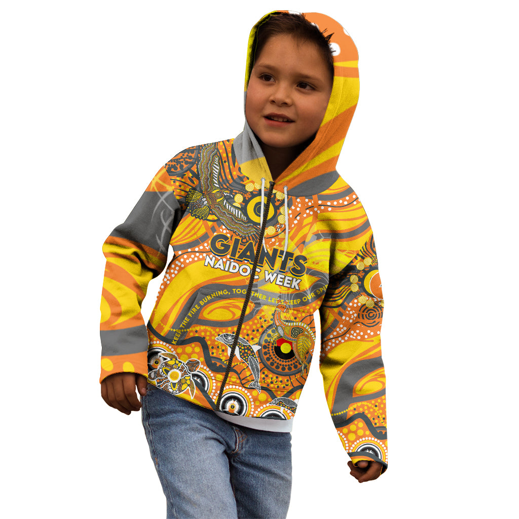 Custom NAIDOC Week 2024 Giants Kid Hoodie Aboriginal Animals Keep The Fire Burning