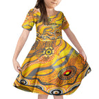 Custom NAIDOC Week 2024 Giants Kid Short Sleeve Dress Aboriginal Animals Keep The Fire Burning