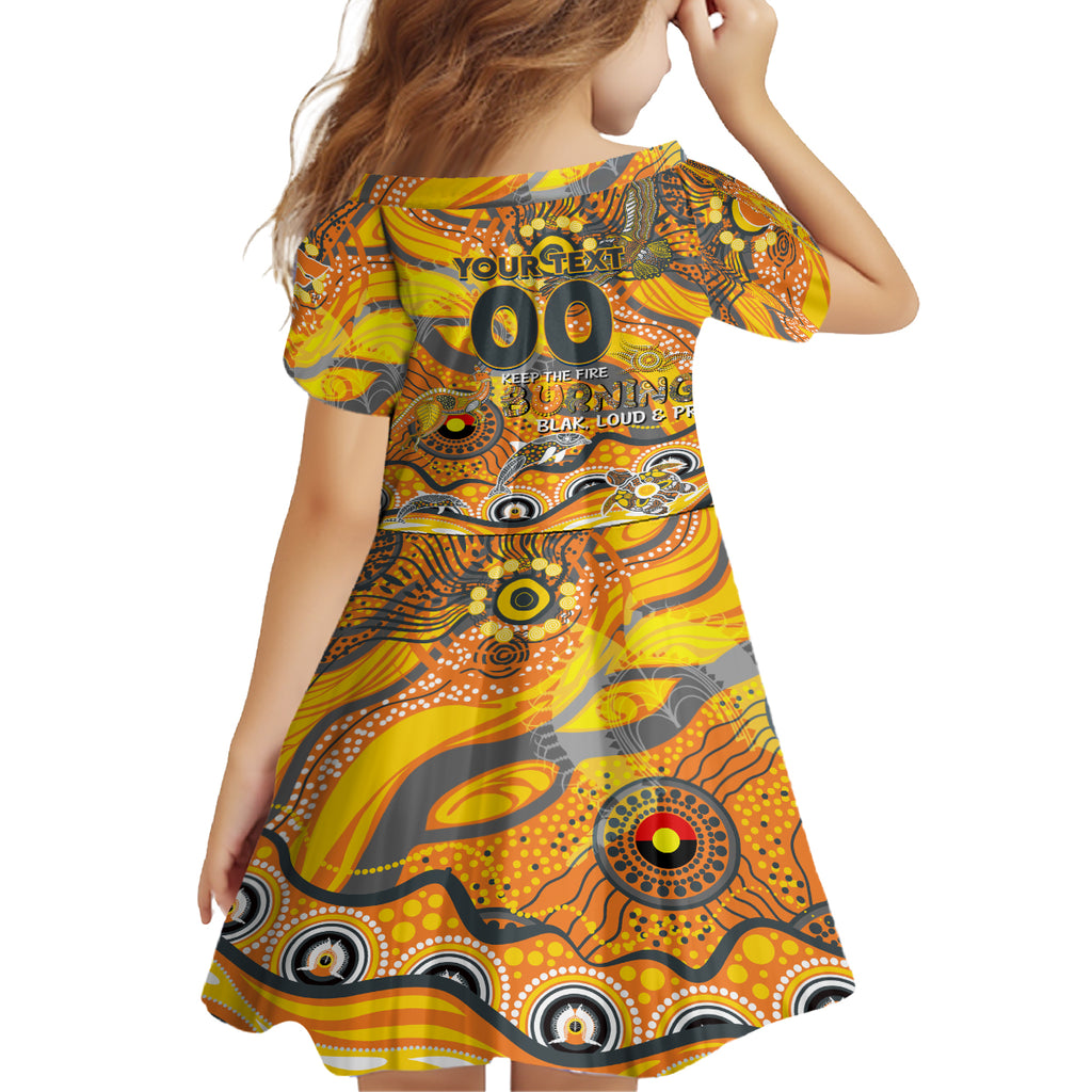 Custom NAIDOC Week 2024 Giants Kid Short Sleeve Dress Aboriginal Animals Keep The Fire Burning
