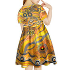 Custom NAIDOC Week 2024 Giants Kid Short Sleeve Dress Aboriginal Animals Keep The Fire Burning