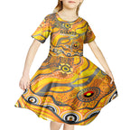 Custom NAIDOC Week 2024 Giants Kid Short Sleeve Dress Aboriginal Animals Keep The Fire Burning