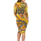 Custom NAIDOC Week 2024 Giants Long Sleeve Bodycon Dress Aboriginal Animals Keep The Fire Burning