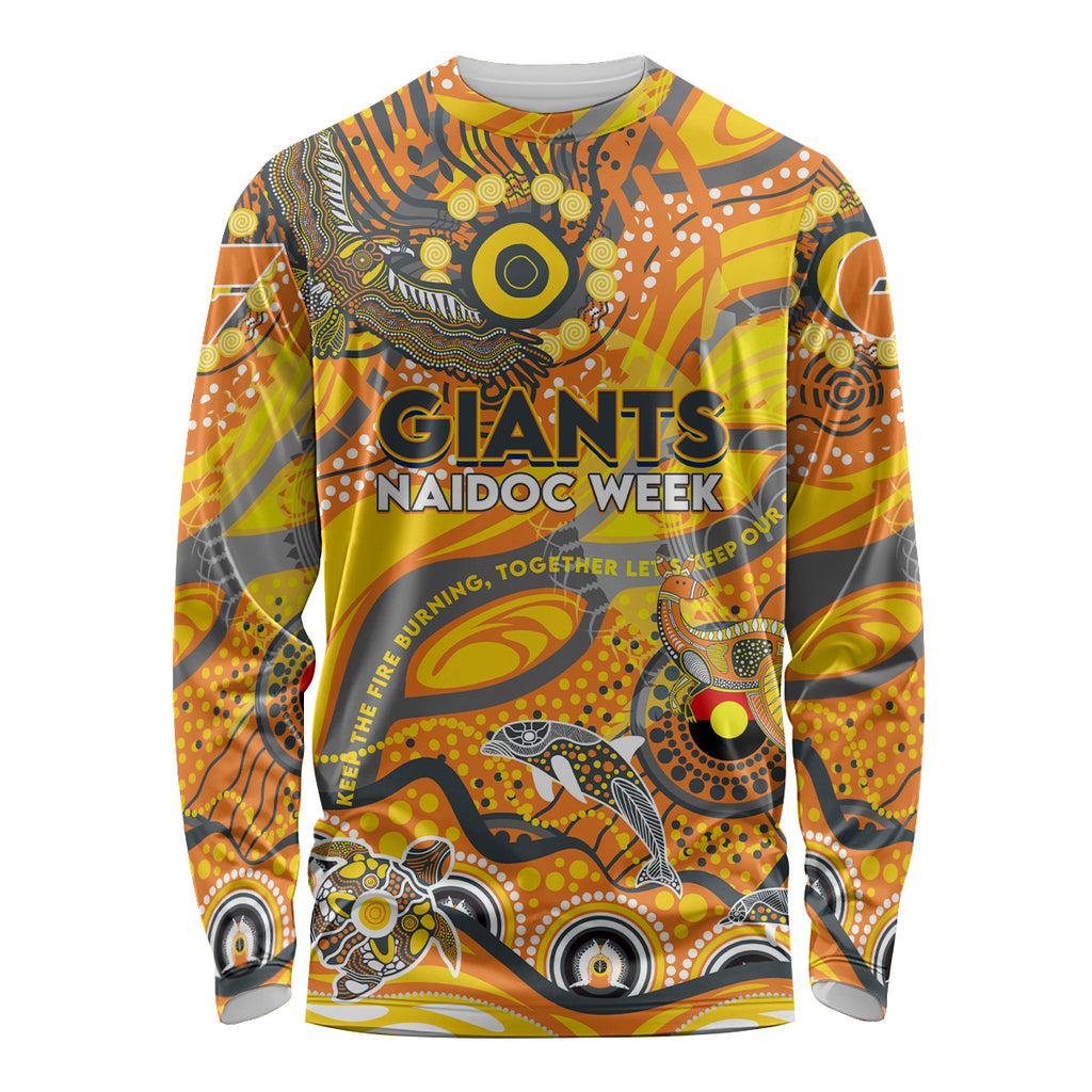Custom NAIDOC Week 2024 Giants Long Sleeve Shirt Aboriginal Animals Keep The Fire Burning