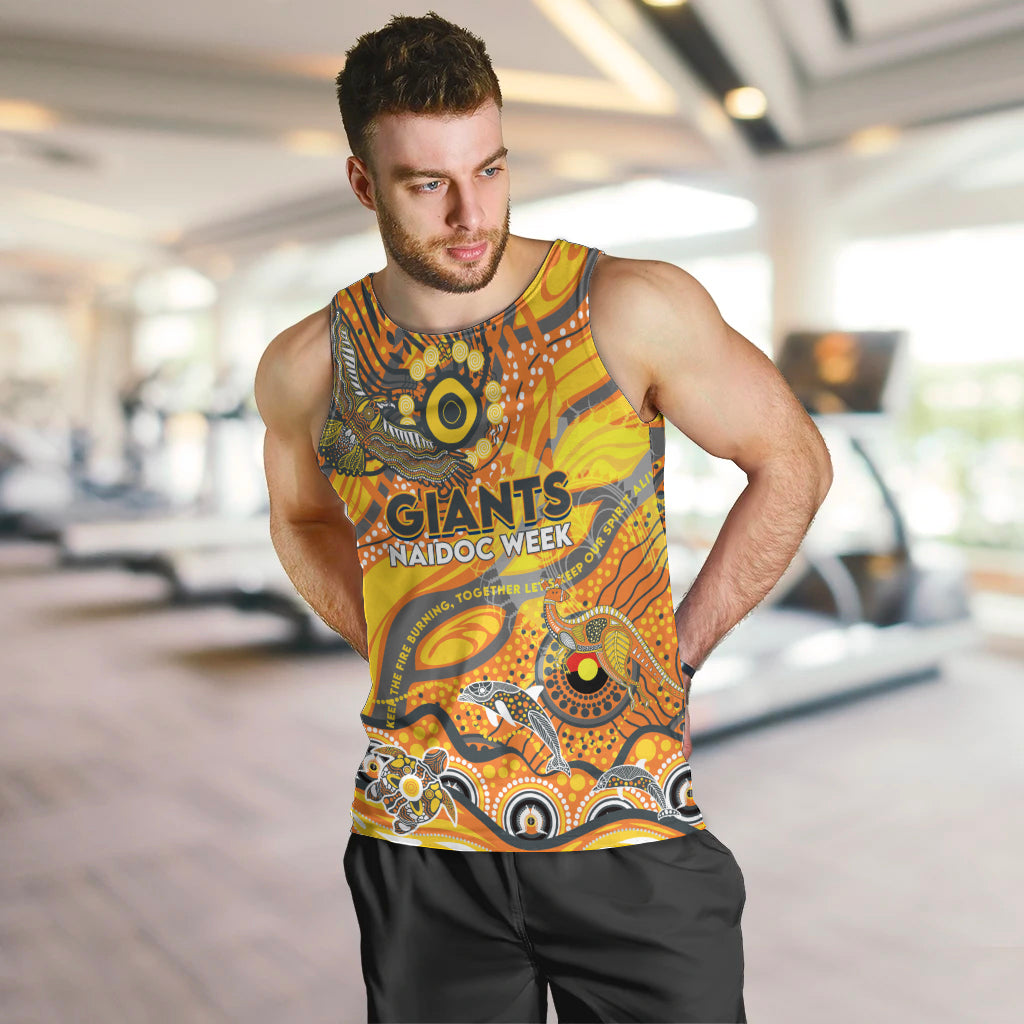 Custom NAIDOC Week 2024 Giants Men Tank Top Aboriginal Animals Keep The Fire Burning