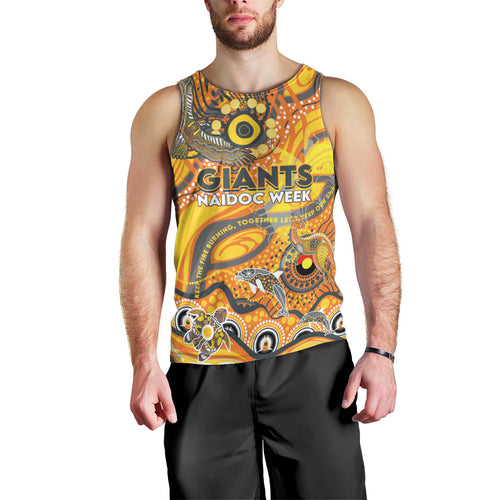 Custom NAIDOC Week 2024 Giants Men Tank Top Aboriginal Animals Keep The Fire Burning