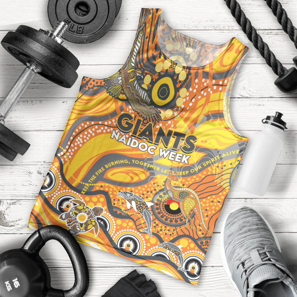 Custom NAIDOC Week 2024 Giants Men Tank Top Aboriginal Animals Keep The Fire Burning