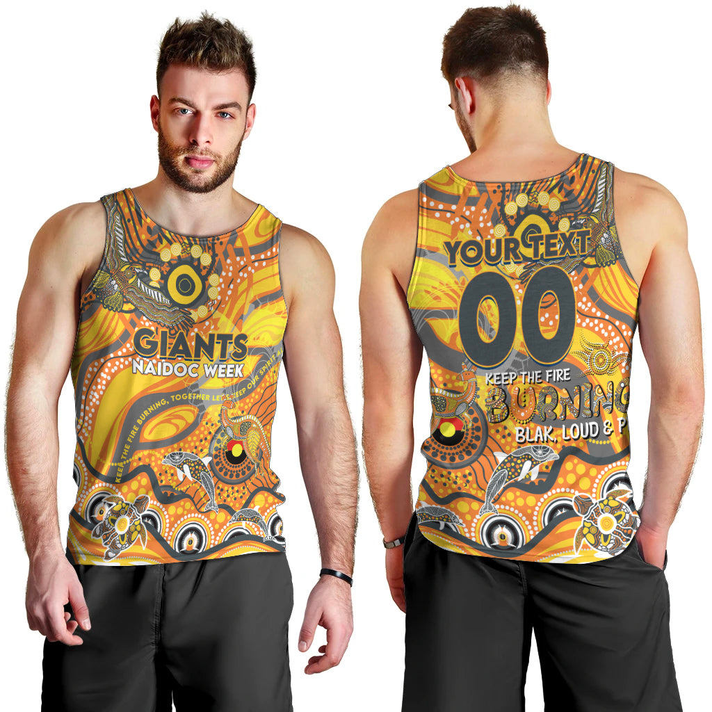 Custom NAIDOC Week 2024 Giants Men Tank Top Aboriginal Animals Keep The Fire Burning