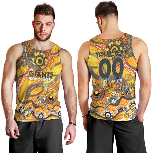 Custom NAIDOC Week 2024 Giants Men Tank Top Aboriginal Animals Keep The Fire Burning