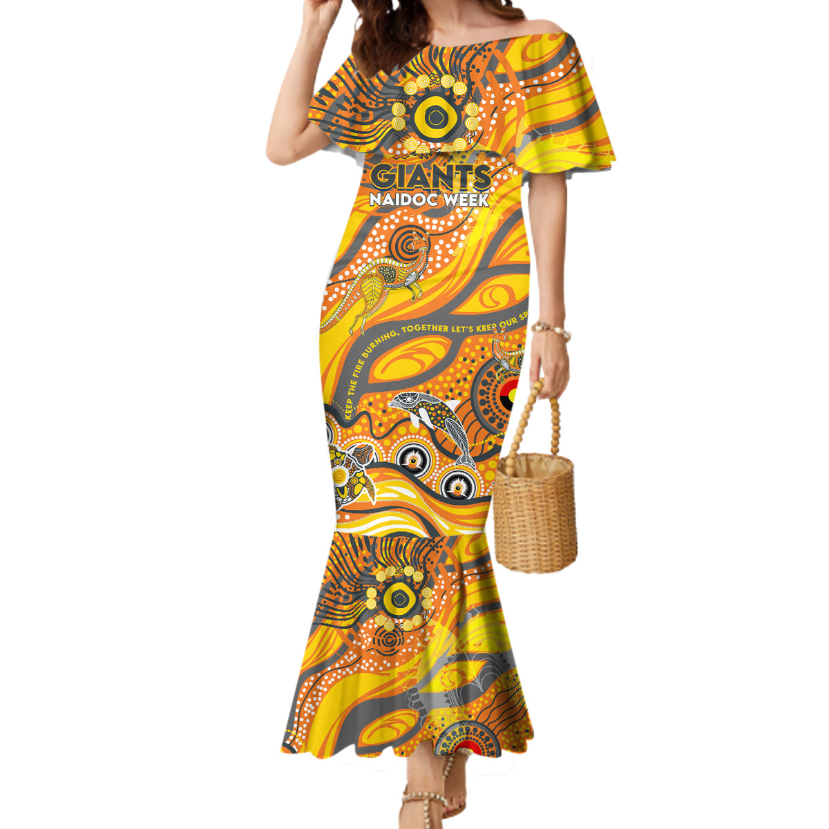 Custom NAIDOC Week 2024 Giants Mermaid Dress Aboriginal Animals Keep The Fire Burning