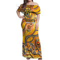 Custom NAIDOC Week 2024 Giants Off Shoulder Maxi Dress Aboriginal Animals Keep The Fire Burning