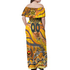 Custom NAIDOC Week 2024 Giants Off Shoulder Maxi Dress Aboriginal Animals Keep The Fire Burning