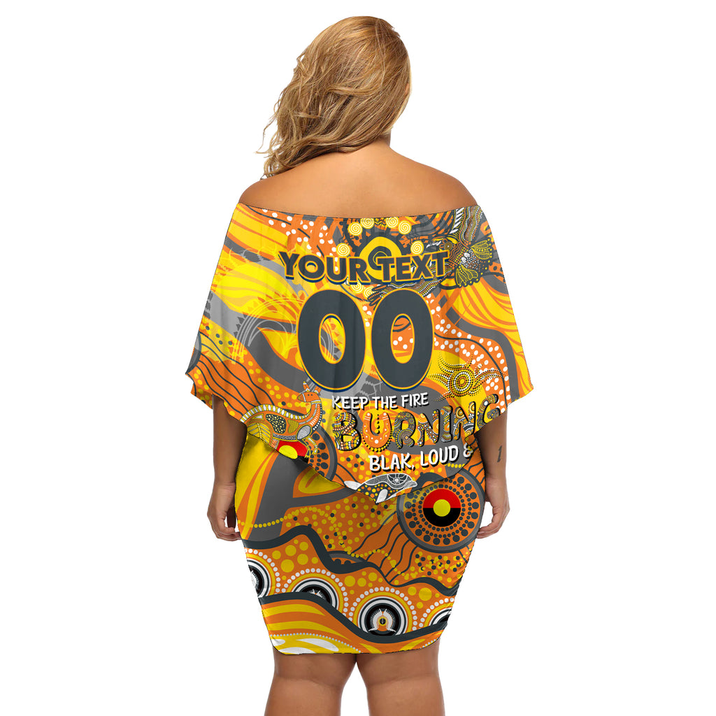 Custom NAIDOC Week 2024 Giants Off Shoulder Short Dress Aboriginal Animals Keep The Fire Burning