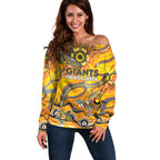 Custom NAIDOC Week 2024 Giants Off Shoulder Sweater Aboriginal Animals Keep The Fire Burning