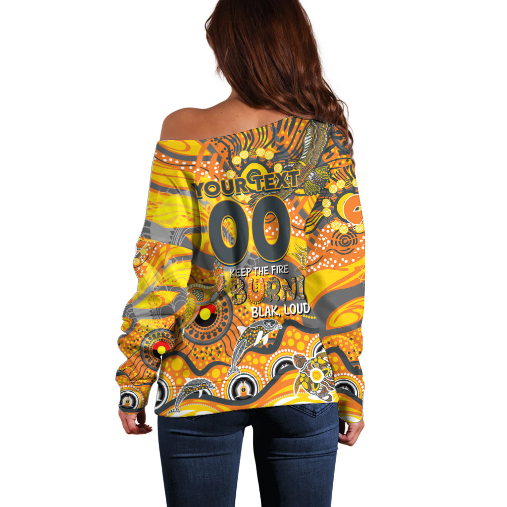 Custom NAIDOC Week 2024 Giants Off Shoulder Sweater Aboriginal Animals Keep The Fire Burning
