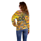 Custom NAIDOC Week 2024 Giants Off Shoulder Sweater Aboriginal Animals Keep The Fire Burning