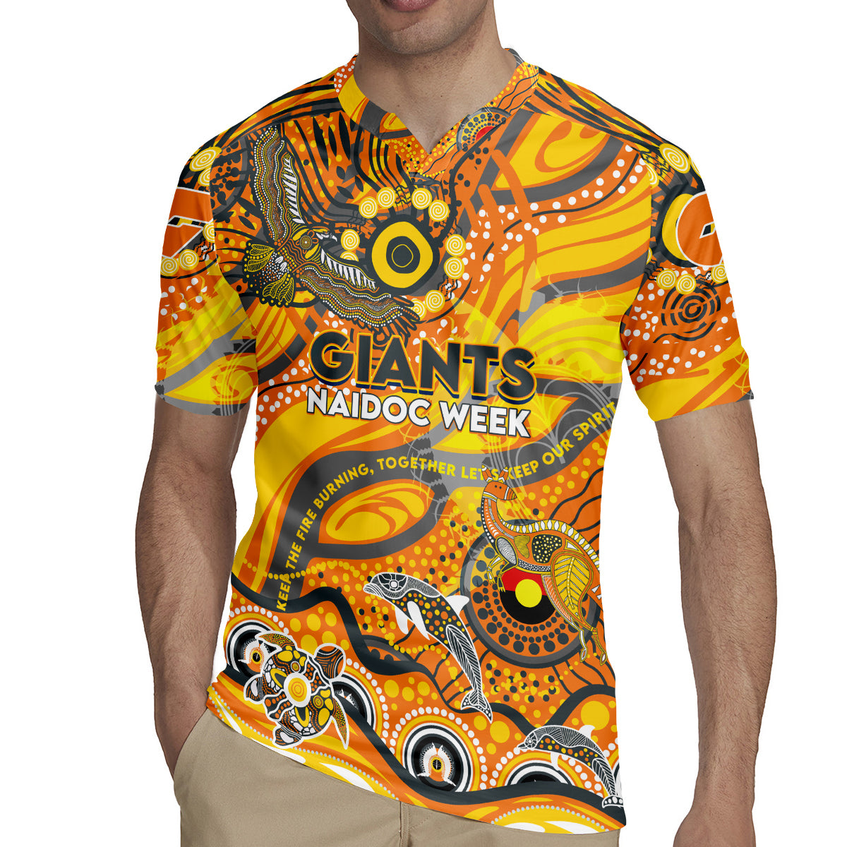 Custom NAIDOC Week 2024 Giants Rugby Jersey Aboriginal Animals Keep The Fire Burning