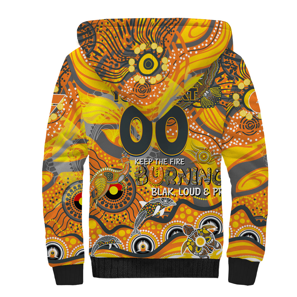 Custom NAIDOC Week 2024 Giants Sherpa Hoodie Aboriginal Animals Keep The Fire Burning