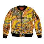 Custom NAIDOC Week 2024 Giants Sleeve Zip Bomber Jacket Aboriginal Animals Keep The Fire Burning