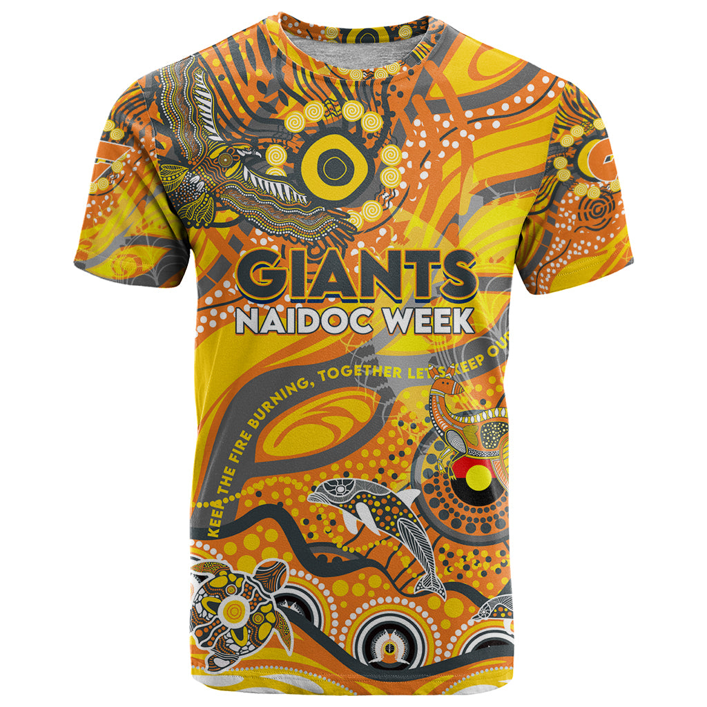 Custom NAIDOC Week 2024 Giants T Shirt Aboriginal Animals Keep The Fire Burning