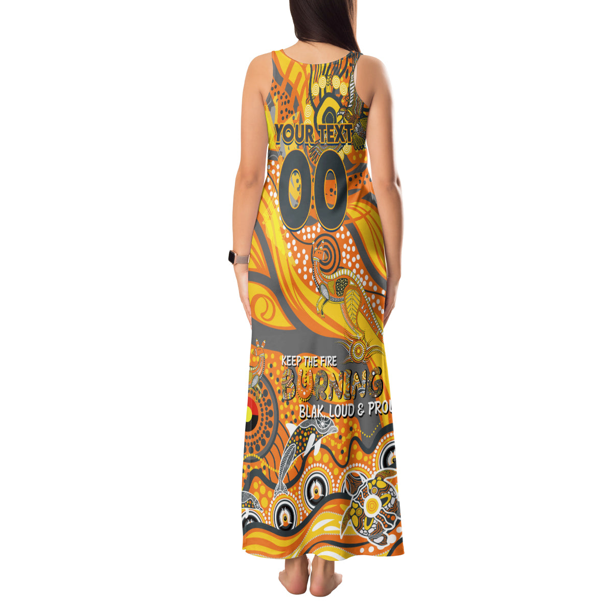 Custom NAIDOC Week 2024 Giants Tank Maxi Dress Aboriginal Animals Keep The Fire Burning