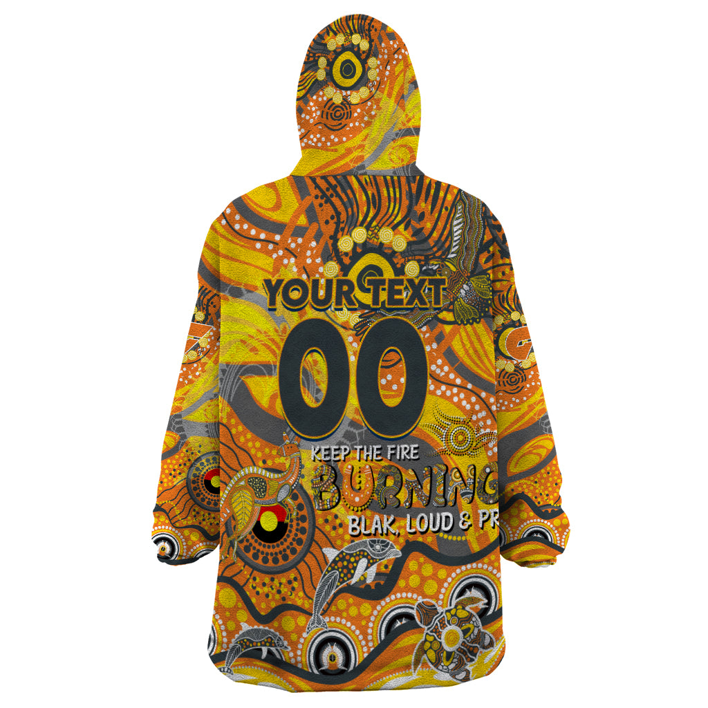 Custom NAIDOC Week 2024 Giants Wearable Blanket Hoodie Aboriginal Animals Keep The Fire Burning