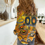 Custom NAIDOC Week 2024 Giants Women Casual Shirt Aboriginal Animals Keep The Fire Burning