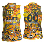 Custom NAIDOC Week 2024 Giants Women Sleeveless Polo Shirt Aboriginal Animals Keep The Fire Burning