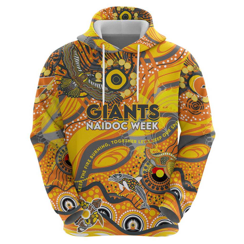 Custom NAIDOC Week 2024 Giants Zip Hoodie Aboriginal Animals Keep The Fire Burning
