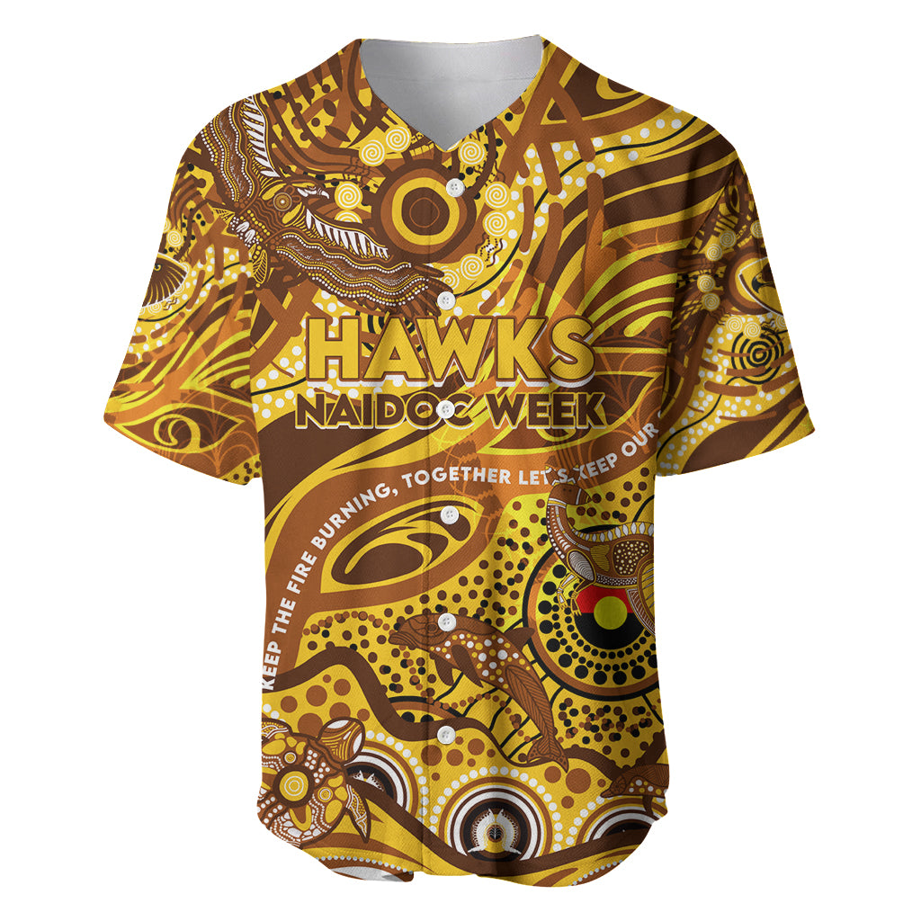 Custom NAIDOC Week 2024 Hawks Baseball Jersey Aboriginal Animals Keep The Fire Burning