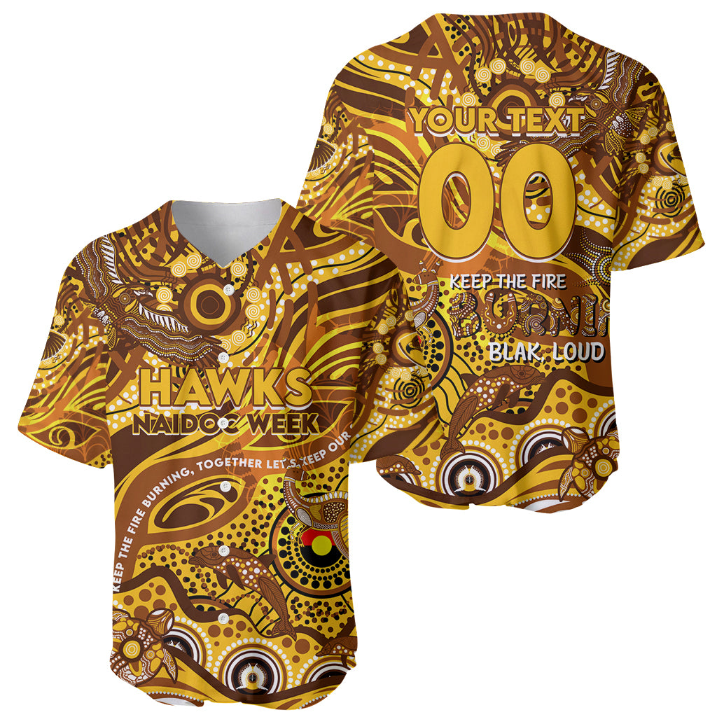 Custom NAIDOC Week 2024 Hawks Baseball Jersey Aboriginal Animals Keep The Fire Burning